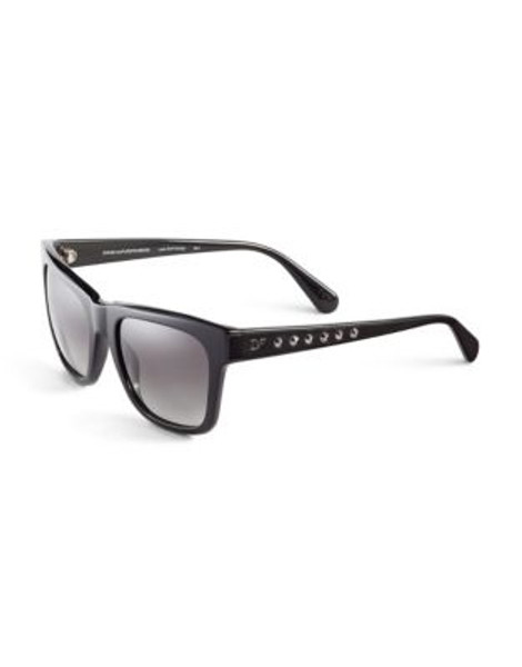 Diane Von Furstenberg Studded Wayfarer Sunglasses - BLACK
