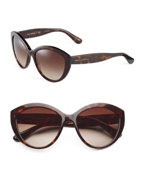 Dolce & Gabbana 56mm Round Cat-Eye Sunglasses - HAVANA