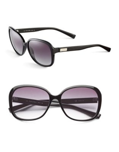 Calvin Klein Oversized 58mm Round Sunglasses - BLACK