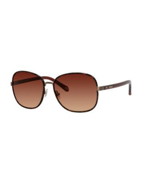 Fossil Tinted 60mm Square Sunglasses - ANTIQUE GOLD