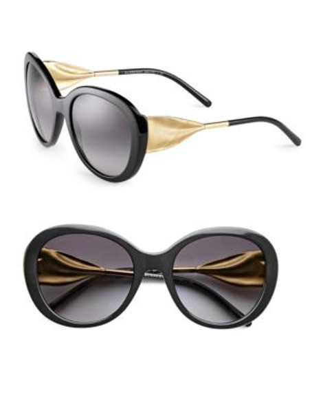 Burberry 57mm Round Ribbon Arm Sunglasses - BLACK