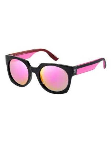 Mcq By Alexander Mcqueen Rectangular Sunglass MCQ0004/S - BLACK/PINK MIRRORED