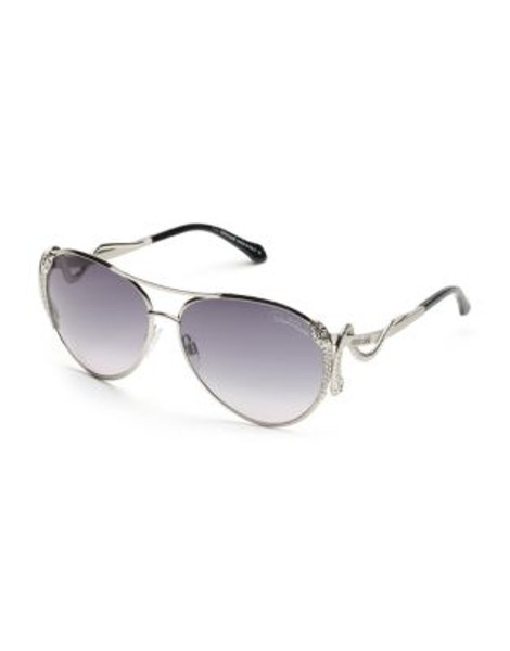 Roberto Cavalli 62mm Aviator Sunglasses - SILVER/GREY