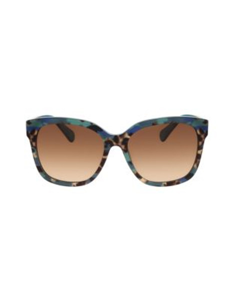 Diane Von Furstenberg Oversized Animal Print Sunglasses - TEAL ANIMAL