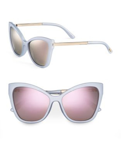 Le Specs Naked Eye Cats Eye Sunglasses - MATTE GLAVIER WITH PINK MIRRORED LENSES