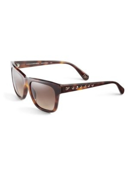 Diane Von Furstenberg Studded Wayfarer Sunglasses - SOFT TORTOISE
