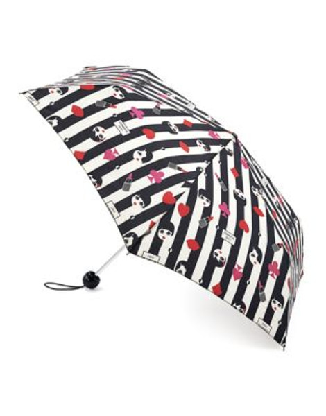 Lulu Guinness Superslim2 Doll Face Icon Umbrella - BLACK AND WHITE DOLLFACE