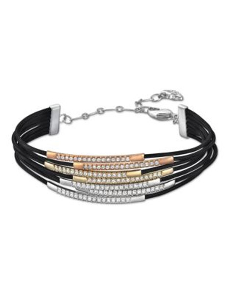 Swarovski Leather Swarovski Crystal Cuff Bracelet-MULTI - MULTI-COLOURED
