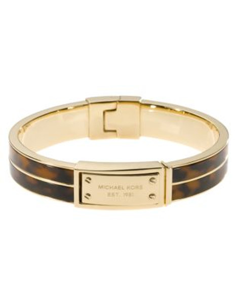 Michael Kors Gold Tone Tortoise Acetate Hinge Bangle - TORTOISE