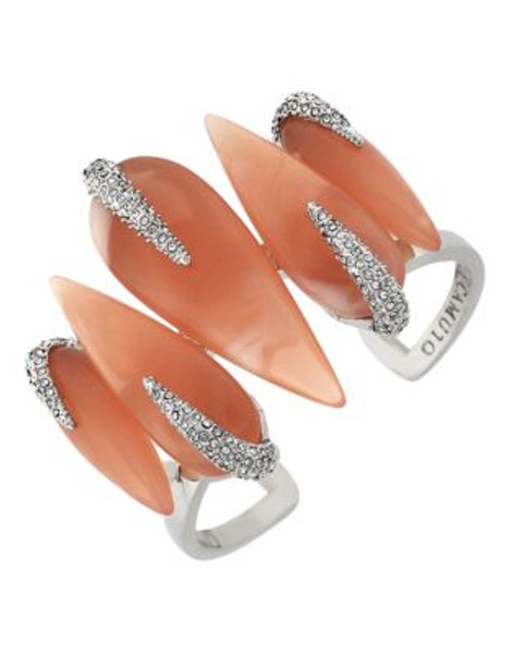 Vince Camuto Silver Springs Light Rhodium Plated Base Metal Glass Resin Spikes Drama Cuff Bracelet - PINK
