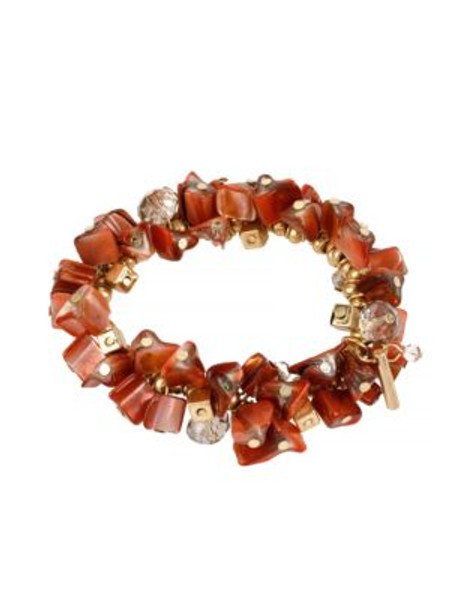 Kenneth Cole New York Orange Shell Shell Chip Bead Stretch Bracelet - ORANGE