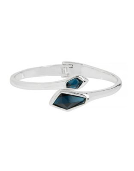 Robert Lee Morris Soho Faceted Stone Wrap Hinged Bangle Bracelet - BLUE