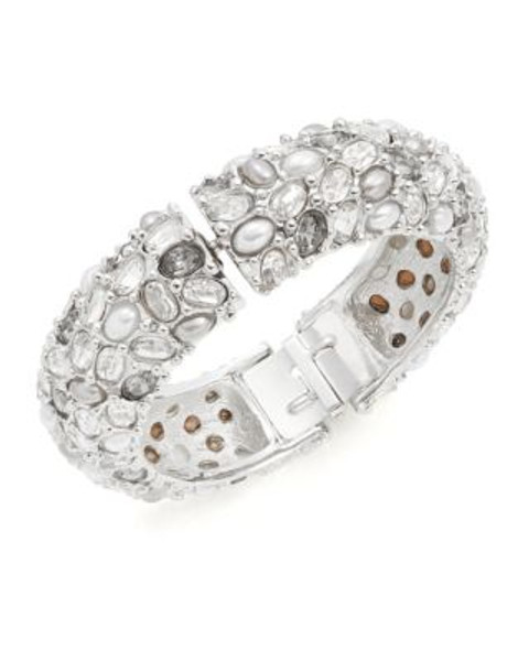 Kenneth Jay Lane Faux Pearl Cluster Bracelet - SILVER