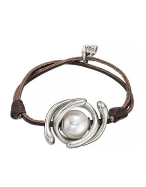 Uno De 50 Pearl Leather Bracelet - BROWN