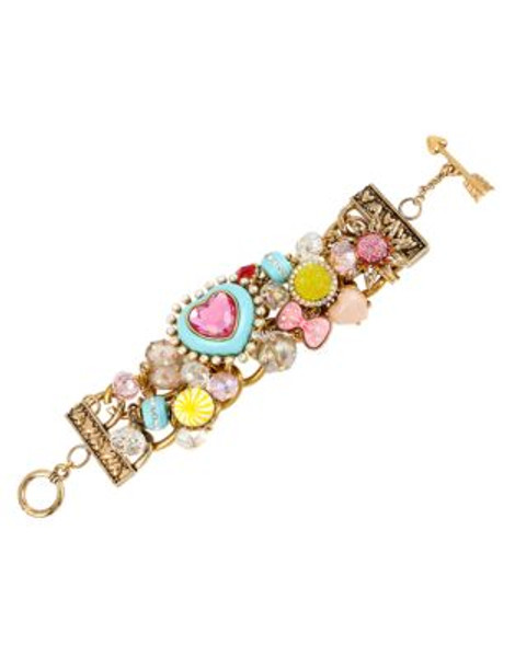 Betsey Johnson Heart and Candy Toggle Bracelet-MULTI - MULTI-COLOURED