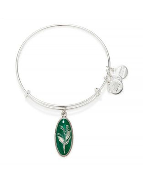 Alex And Ani Pursuit of Persephone Collection Purity Of The Heart Lily Bangle - GREEN/SILVER