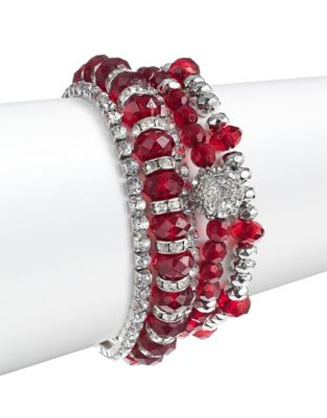 Expression Five-Pack Mixed Bead Bracelets - RED