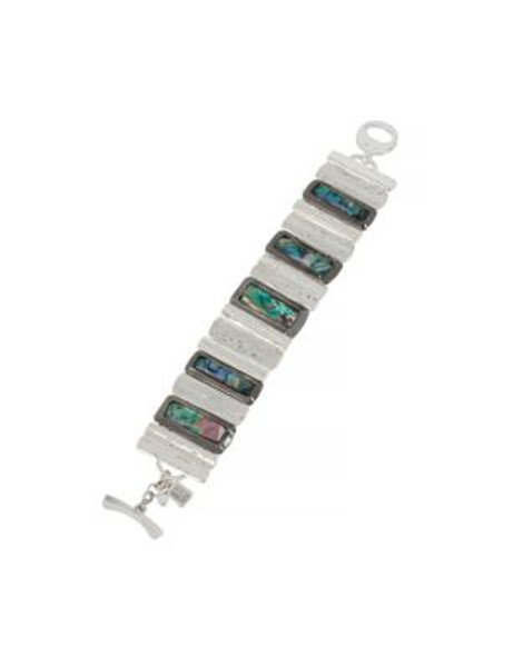 Robert Lee Morris Soho Abalone Hammered Toggle Bracelet - GREEN