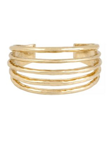 Robert Lee Morris Soho Hammered Multi Row Cuff Bracelet - GOLD