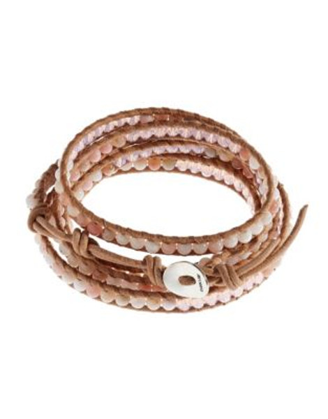 Chan Luu Swarovski Crystal and Opal Leather Wrap Bracelet - PINK