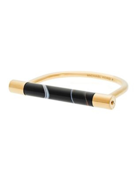 Michael Kors Black Agate City Barrel Bangle Bracelet - GOLD