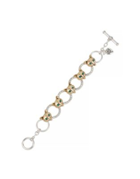 Betsey Johnson Fox Trot Fox and Pave Ring Toggle Bracelet - CRYSTAL