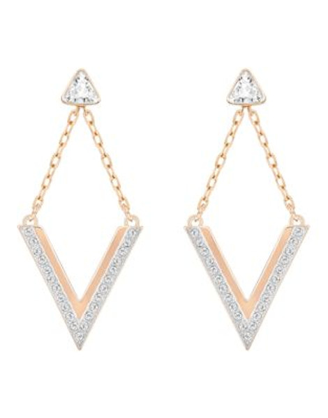 Swarovski Pave Crystal Chevron Earrings - ROSE GOLD