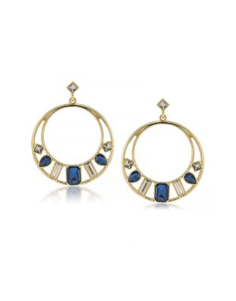 Carolee Geometric Crystal Hoop Earrings - DARK BLUE