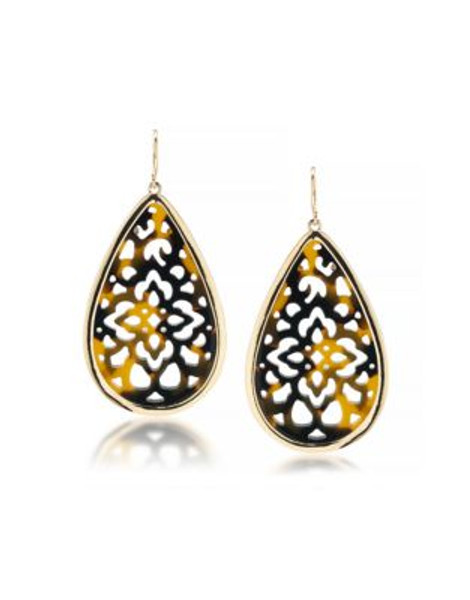 Carolee Tortoise Cut-Out Teardrop Earrings - DARK BROWN