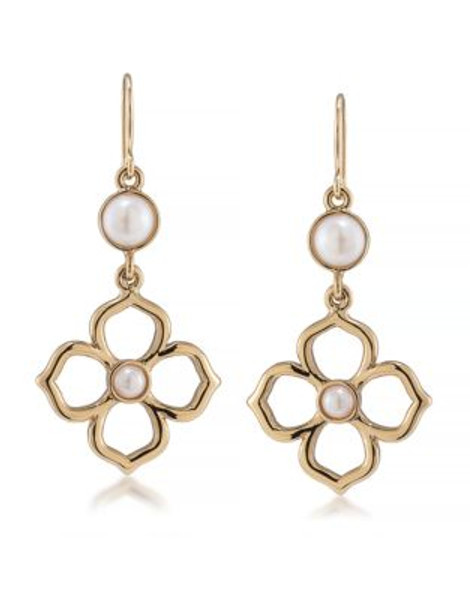 Carolee Floral Faux Pearl Drop Earrings - WHITE