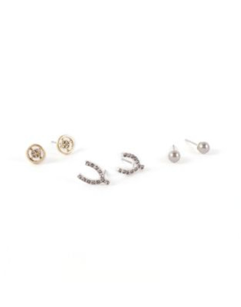 Lonna & Lilly Three-Pack Mixed Stud Earrings - GOLD