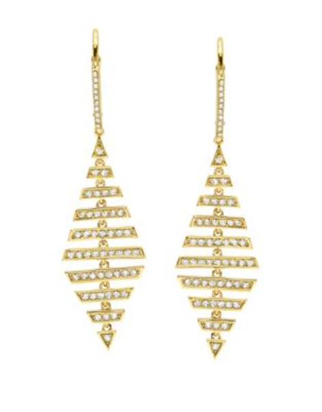 Crislu Fishbone Goldtone Sterling Silver Drop Earrings - GOLD