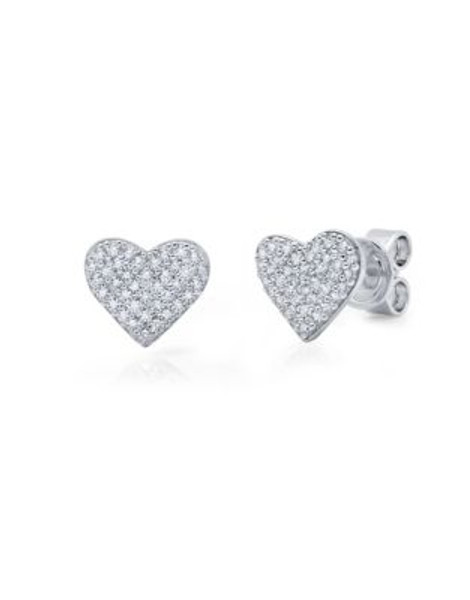 Crislu Simply Pave Heart Earrings - SILVER