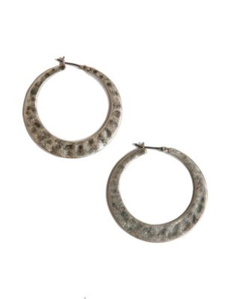 Lucky Brand Silver Tone Large Twisted Hoop Earrings - SILVER