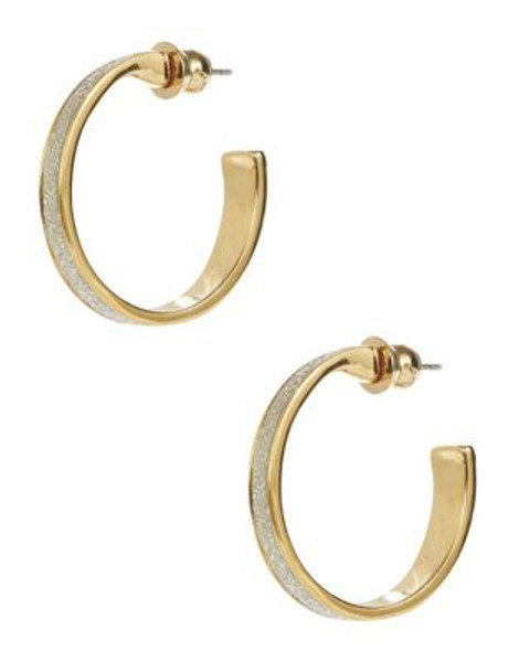 A.B.S. By Allen Schwartz Framed Glitter Hoop Earrings - GOLD