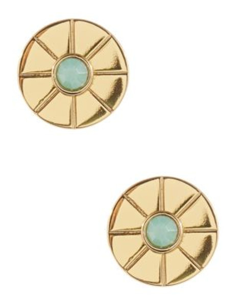 Trina Turk Stone Button Earrings - GREEN