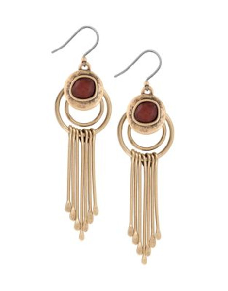 Lucky Brand Carnelian Paddle Drop Earrings - BROWN