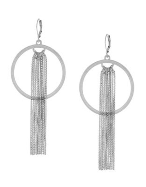 Vince Camuto Chain Fringe Gold Hoop Earrings - SILVER