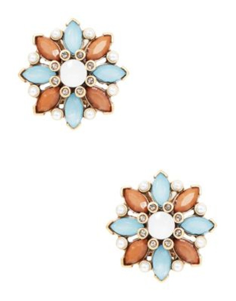 R.J. Graziano Floral Clip-On Earrings - BLUE