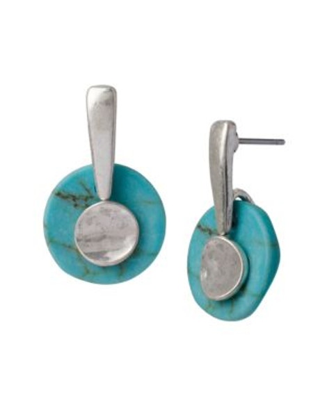 Robert Lee Morris Soho Blue Dimension Semiprecious Turquoise Stacked Round Drop Earring - TURQUOISE