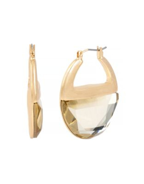 Kenneth Cole New York Fringe Worthy Faceted Stone Hoop Earring - GOLD