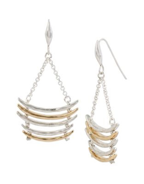 Robert Lee Morris Soho Boho City Hammered Two Tone Sculptural Ladder Chandelier Earring - TWO TONE