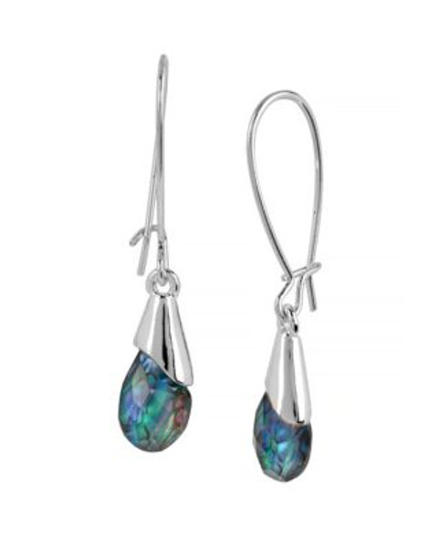 Robert Lee Morris Soho Capped Abalone Drop Earrings - GREEN/SILVER