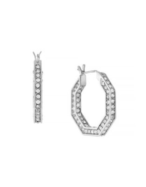 Louise Et Cie Pave Octagon Hoop Earrings - SILVER