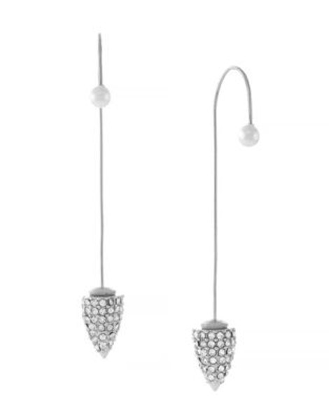 Bcbgeneration Faux Pearl and Pavé Threader Earrings - SILVER