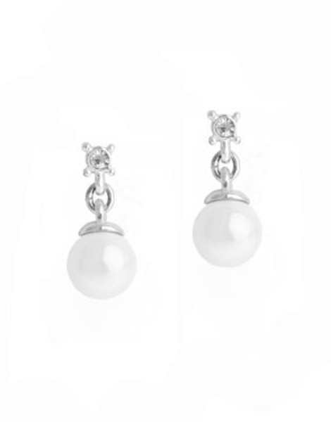 Anne Klein Drop Crystal and Pearl Post - WHITE