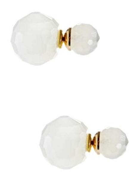 Cezanne Faceted Barbell Earrings - WHITE