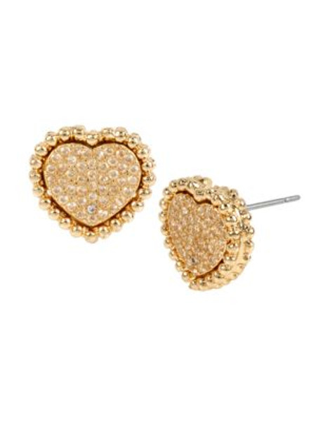 Betsey Johnson All That Glitters Pave Crystal Gold Heart Stud Earring - CRYSTAL