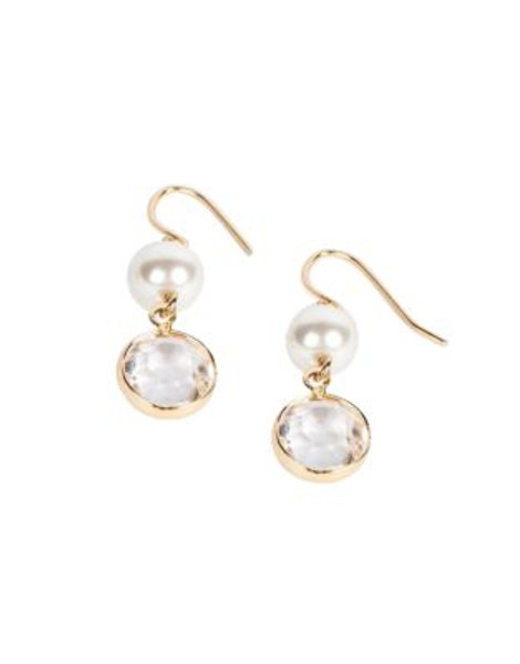 Cezanne Faux Pearl and Rhinestone Drop Earrings - IVORY