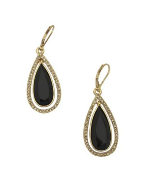 Anne Klein Teardrop Stone Earrings - BLACK